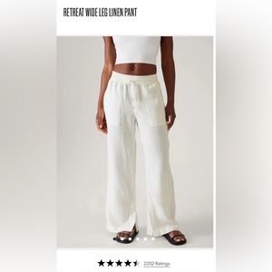 Athleta Women's Size 6 Retreat Linen Wide Leg Pant White